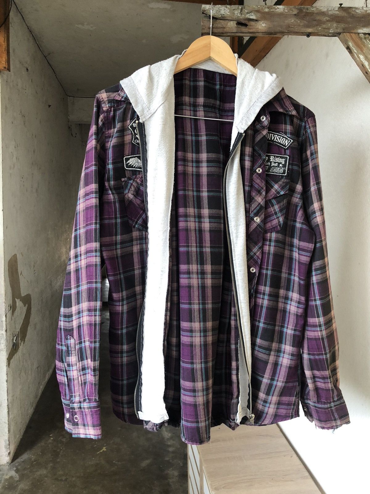 Flannel Nice❗️Bad Boy Rising Flannel Hoodie Like Number Nine Size US M / EU 48-50 / 2 - 2 Thumbnail