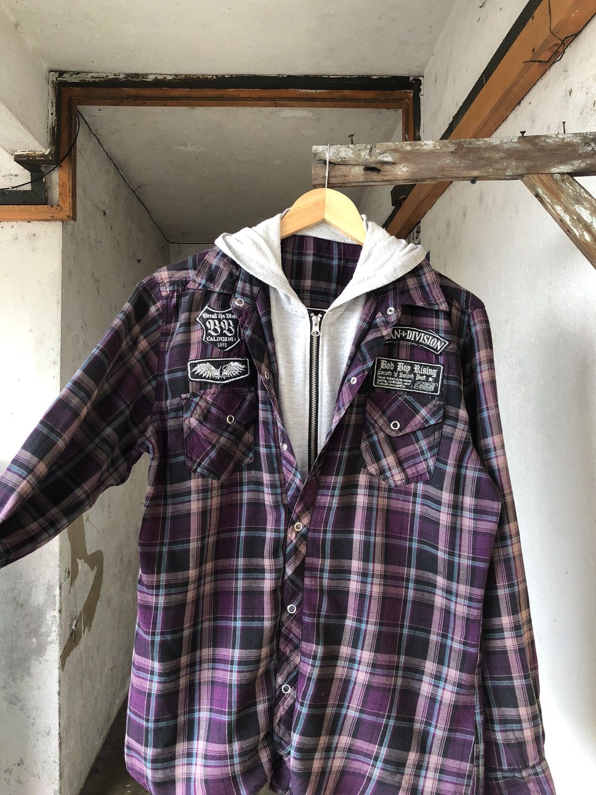 Flannel Nice❗️Bad Boy Rising Flannel Hoodie Like Number Nine Size US M / EU 48-50 / 2 - 5 Thumbnail