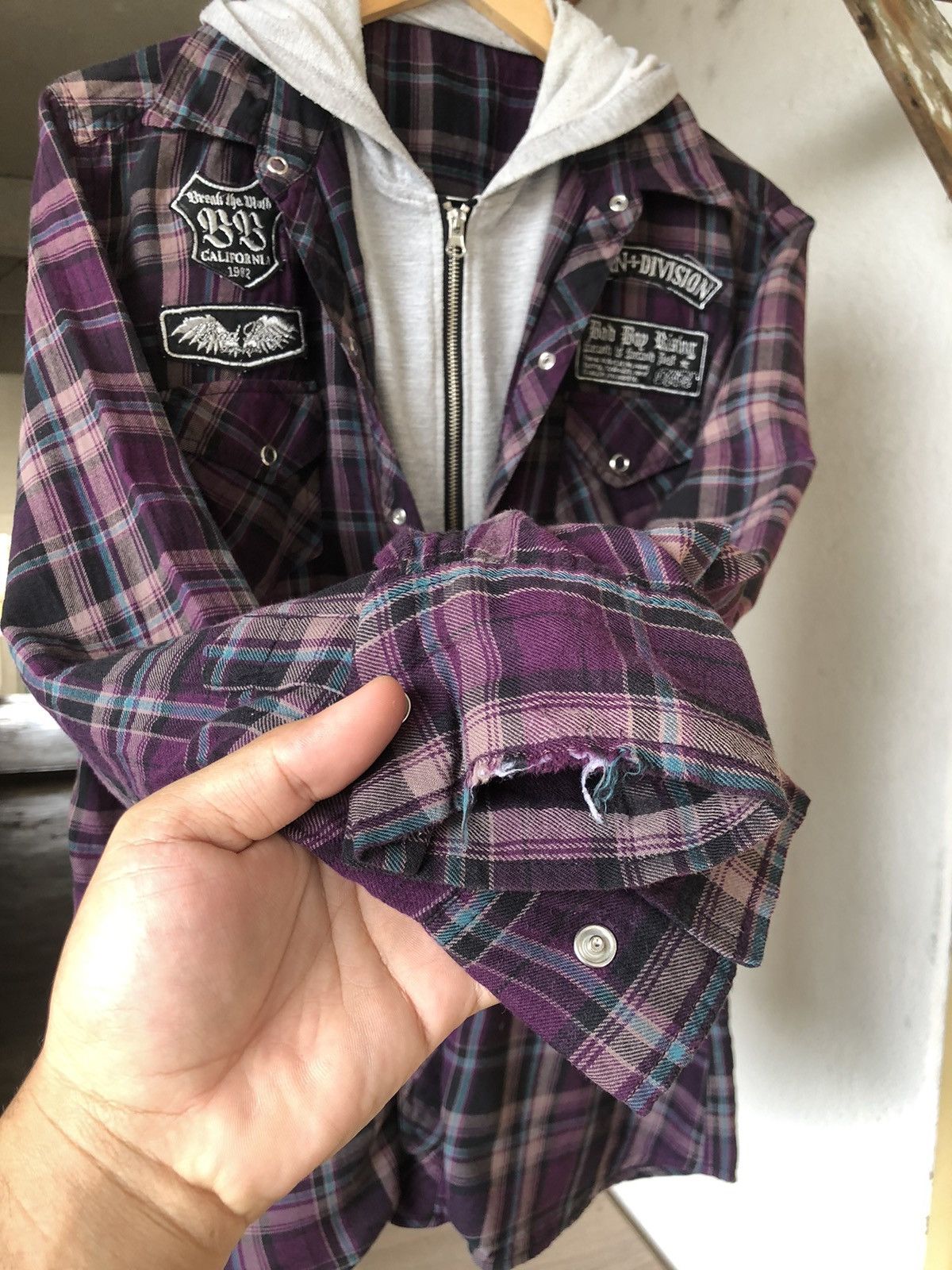 Flannel Nice❗️Bad Boy Rising Flannel Hoodie Like Number Nine Size US M / EU 48-50 / 2 - 6 Thumbnail