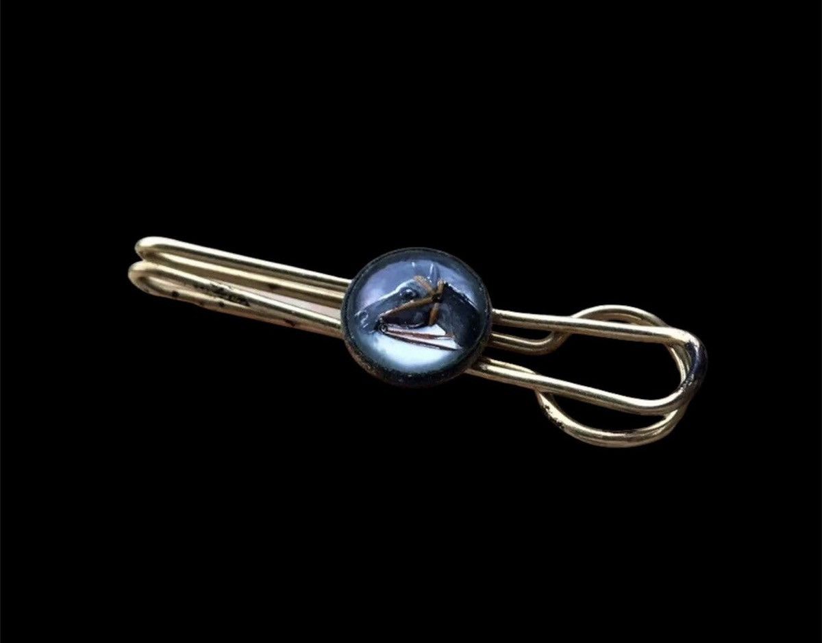 Vintage Horse Tie Clip Reverse Gold Crystal Bar Men’s Jewelry Size ONE SIZE - 2 Thumbnail