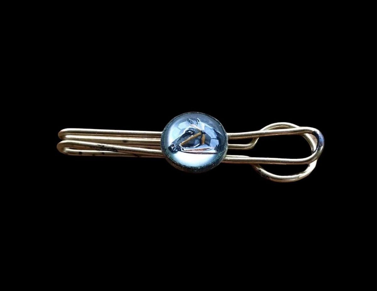 Vintage Horse Tie Clip Reverse Gold Crystal Bar Men’s Jewelry Size ONE SIZE - 1 Thumbnail