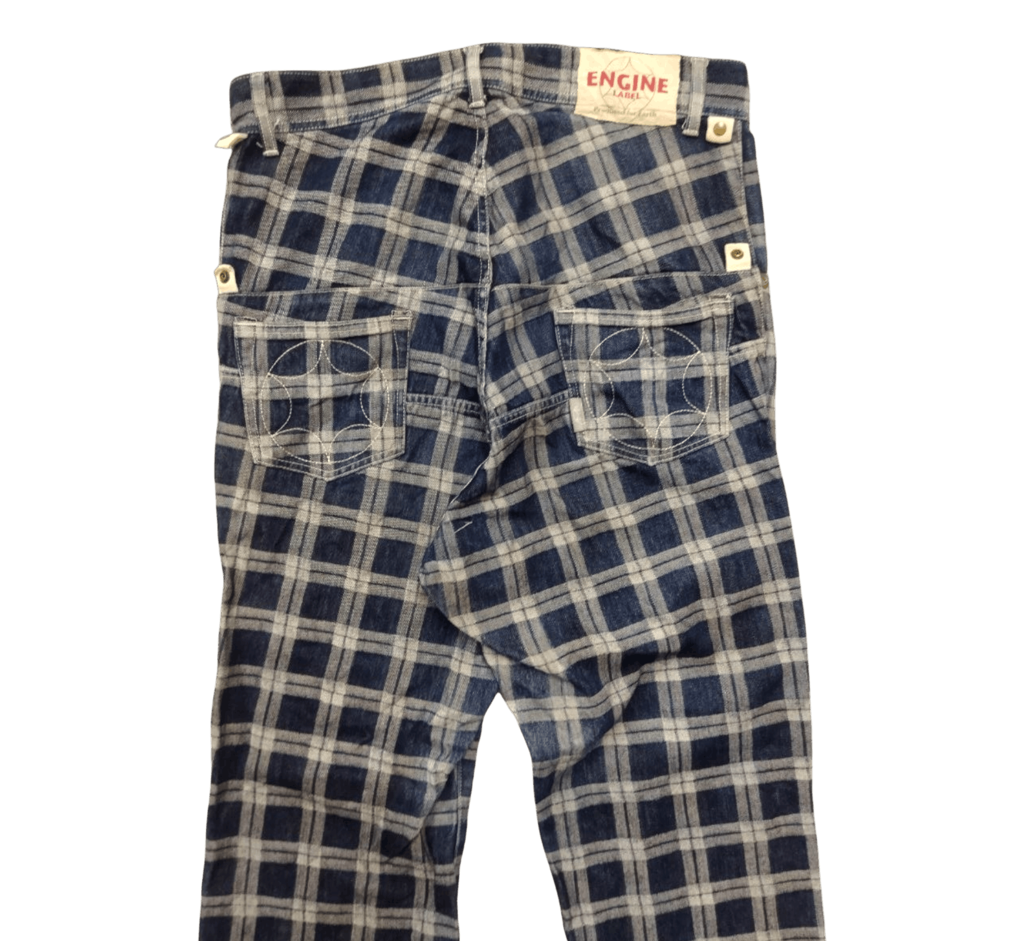 Japanese Brand Japanese Engine Label Checkered Jeans Size US 32 / EU 48 - 2 Thumbnail
