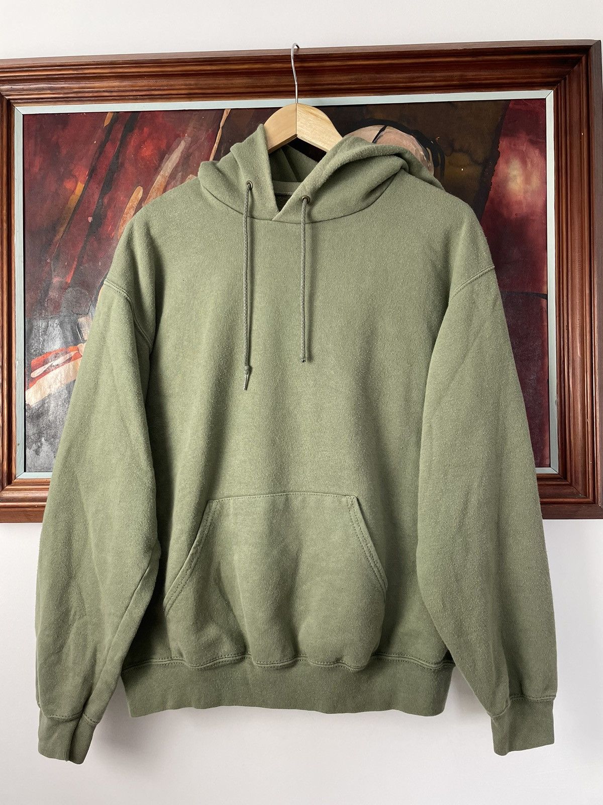 Vintage vintage khaki blank fruit the loom hoodie basic washed y2k Size US M / EU 48-50 / 2 - 1 Thumbnail