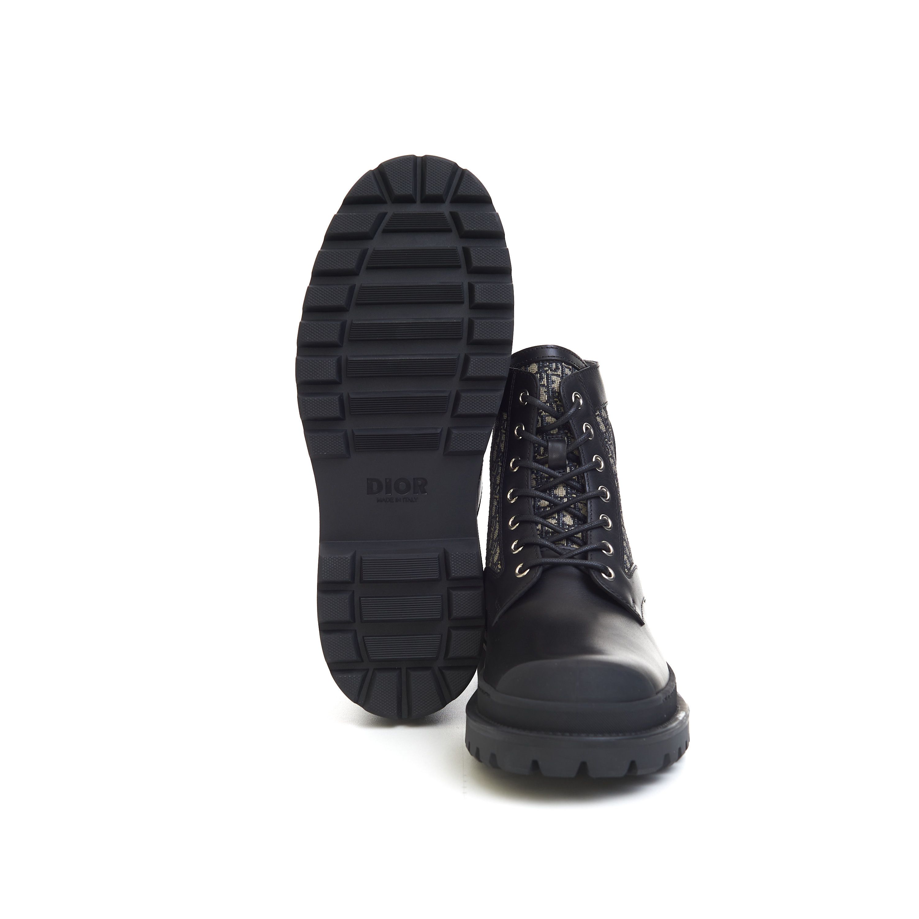 Dior Explorer Ankle Boots In Black Calfskin & Beige Oblique Size US 10 / EU 43 - 10 Thumbnail