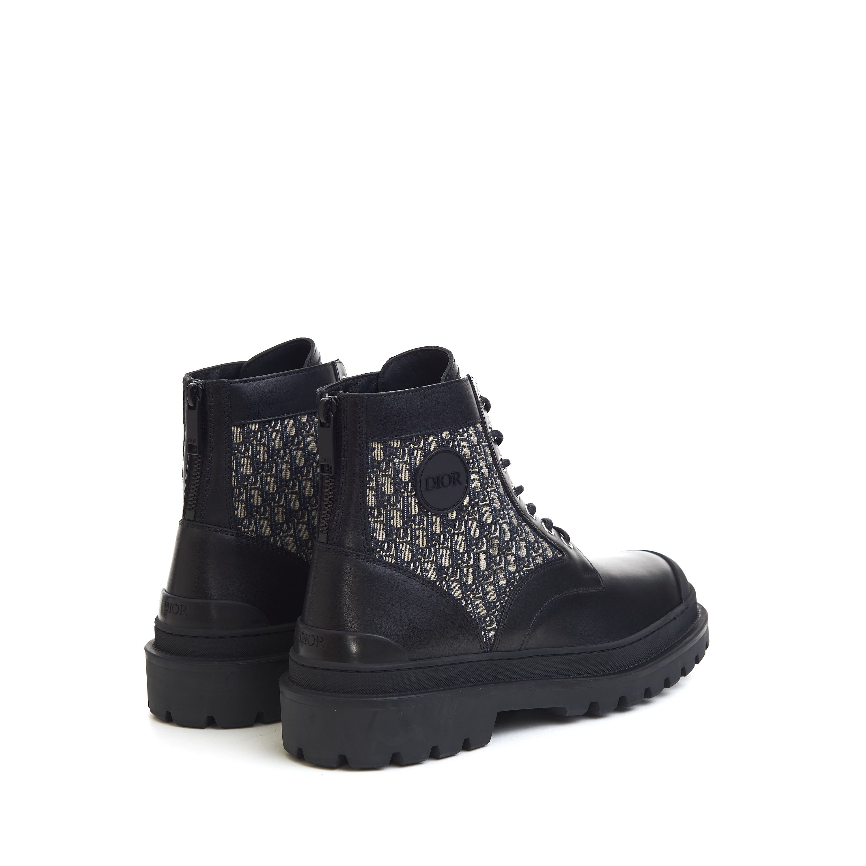 Dior Explorer Ankle Boots In Black Calfskin & Beige Oblique Size US 10 / EU 43 - 8 Thumbnail