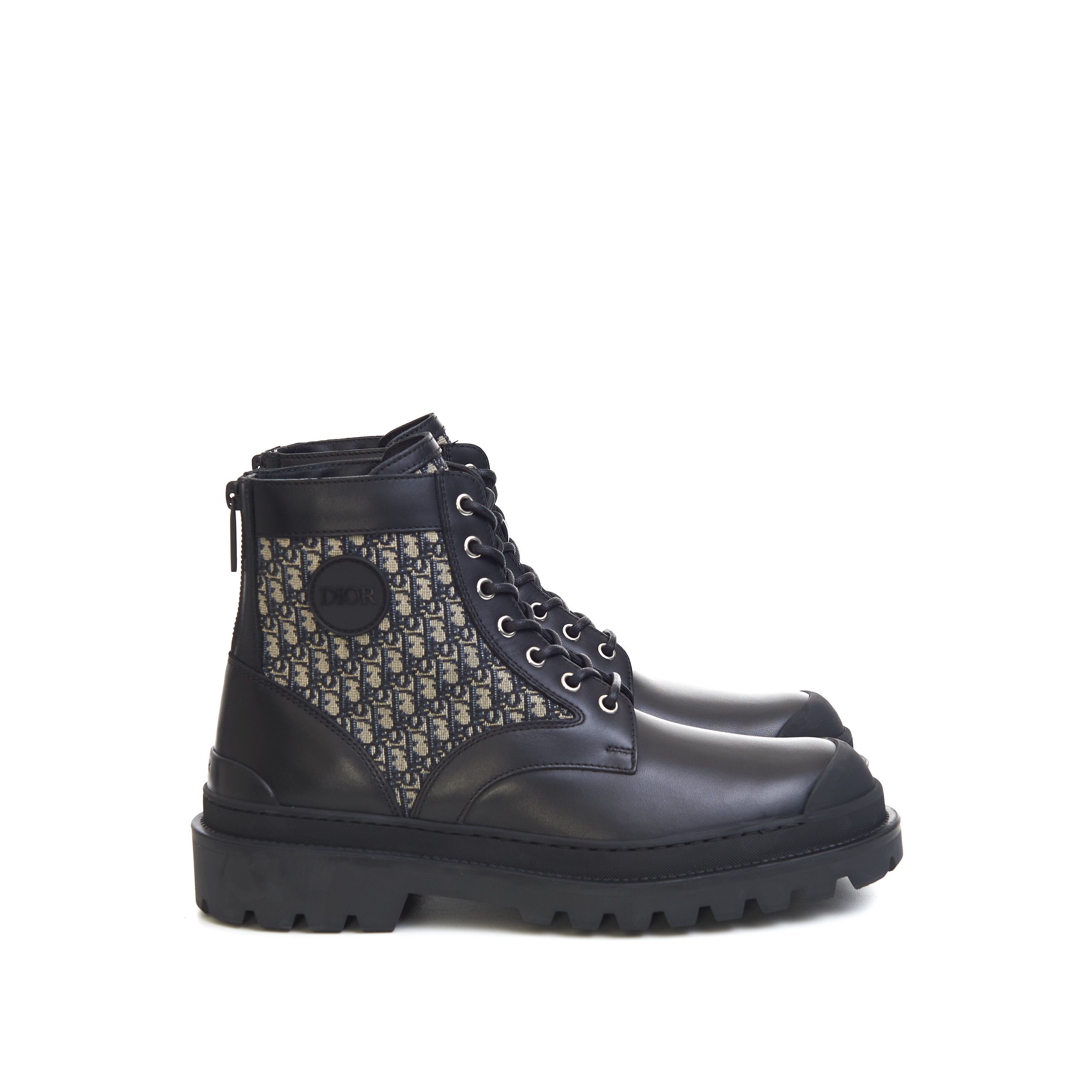Dior Explorer Ankle Boots In Black Calfskin & Beige Oblique Size US 10 / EU 43 - 1 Thumbnail