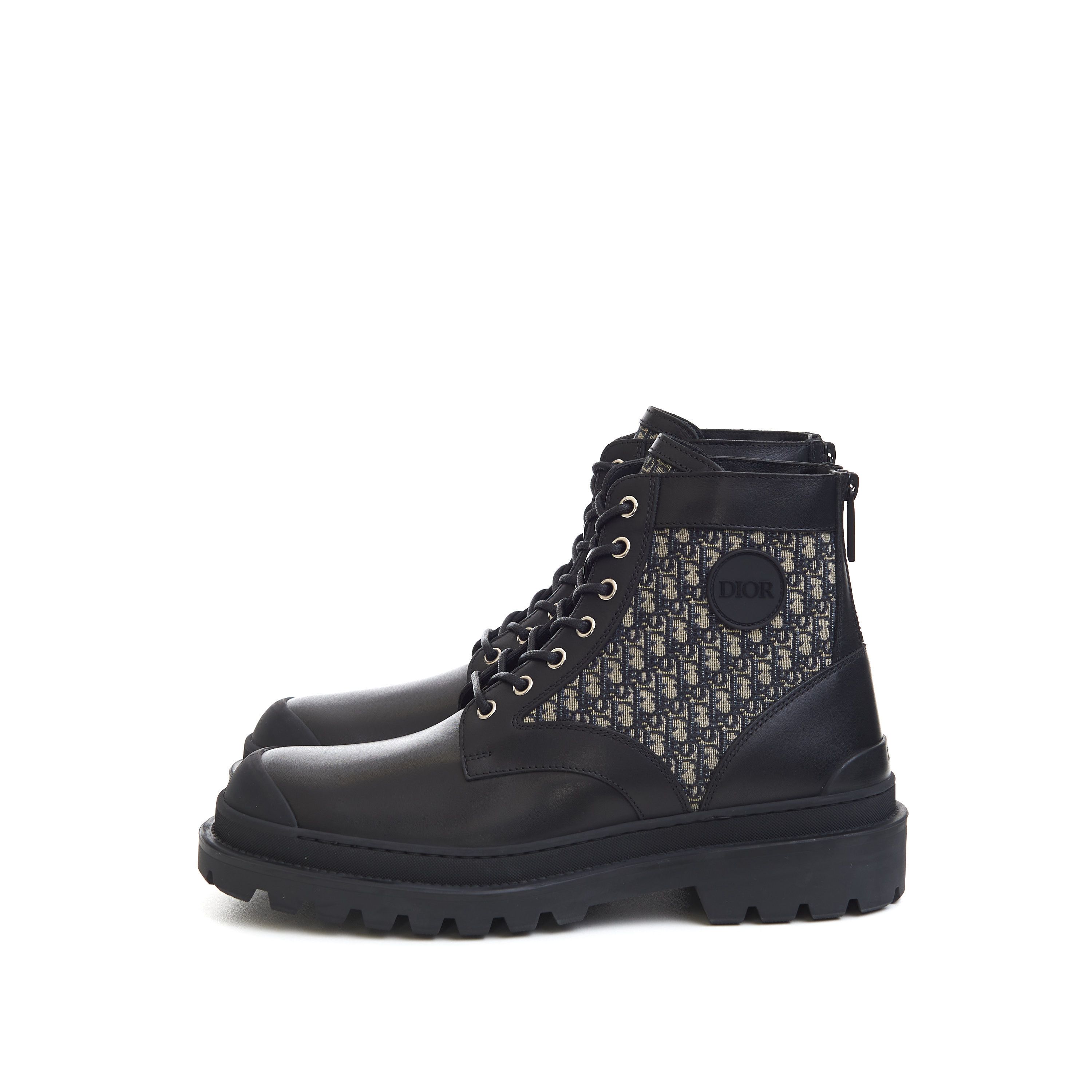 Dior Explorer Ankle Boots In Black Calfskin & Beige Oblique Size US 10 / EU 43 - 5 Thumbnail