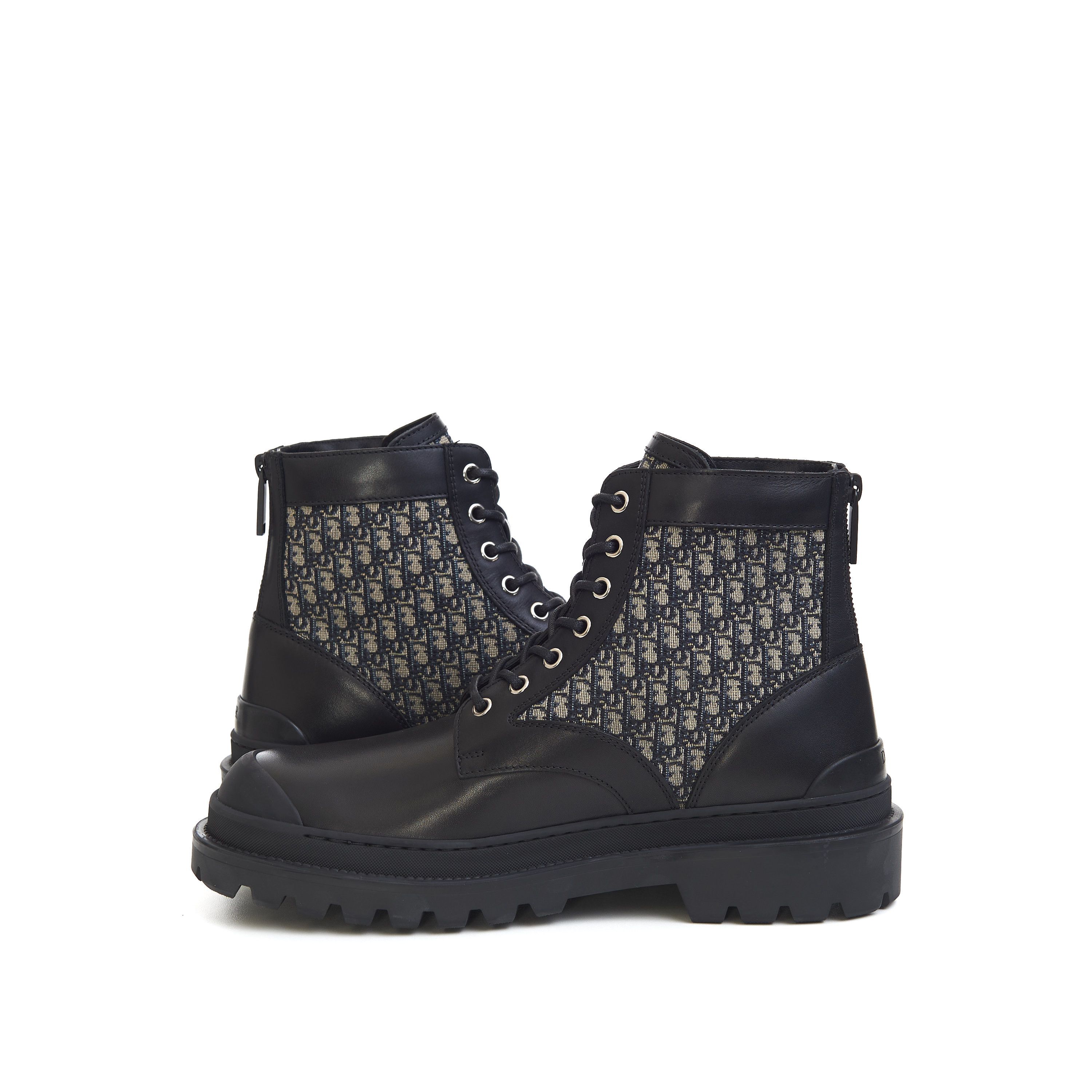Dior Explorer Ankle Boots In Black Calfskin & Beige Oblique Size US 10 / EU 43 - 9 Thumbnail
