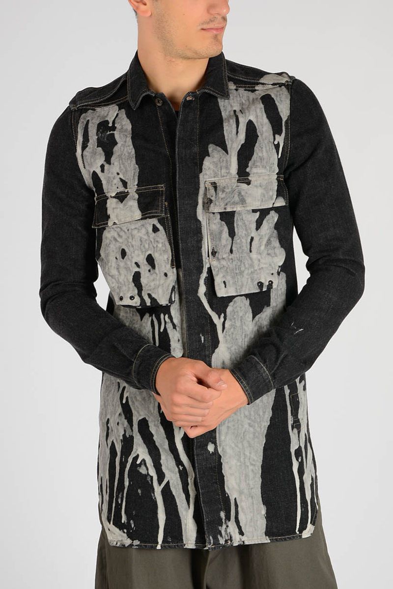 Rick Owens RICK OWENS BLEACHED VOMIT DENIM JACKET Size US S / EU 44-46 / 1 - 14 Thumbnail