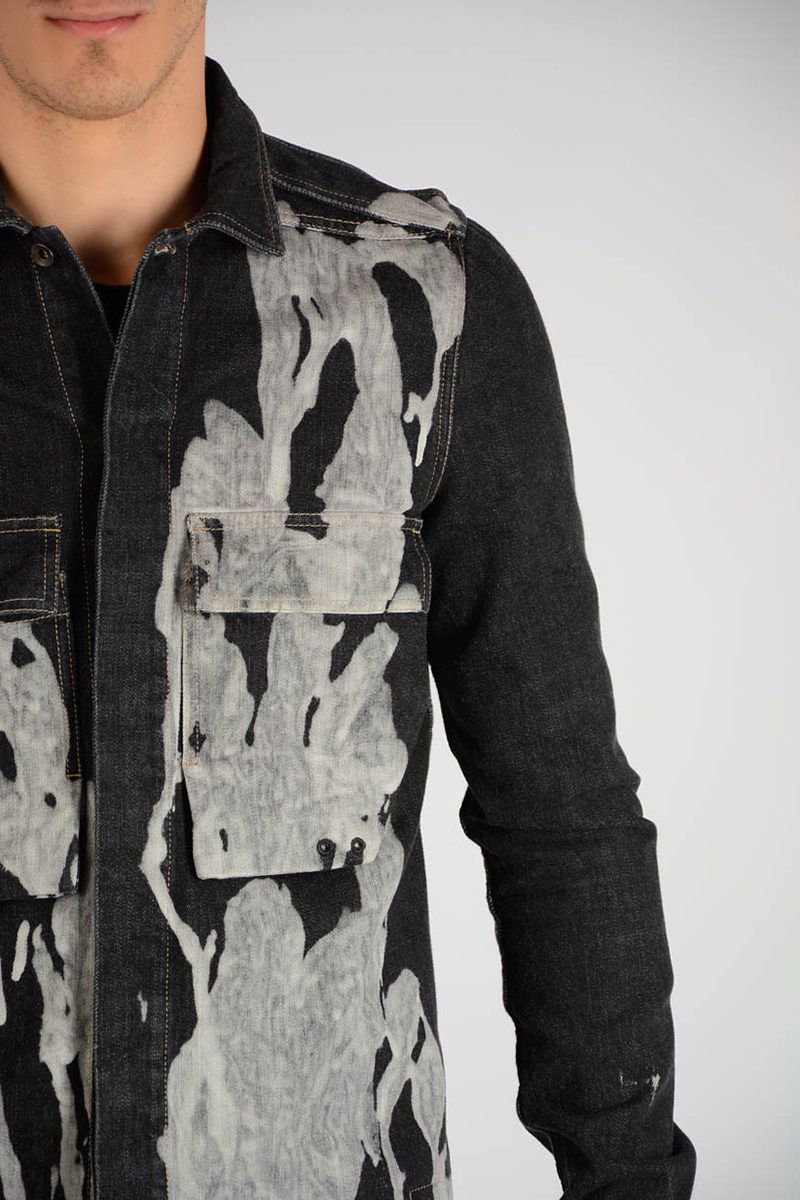 Rick Owens RICK OWENS BLEACHED VOMIT DENIM JACKET Size US S / EU 44-46 / 1 - 12 Thumbnail