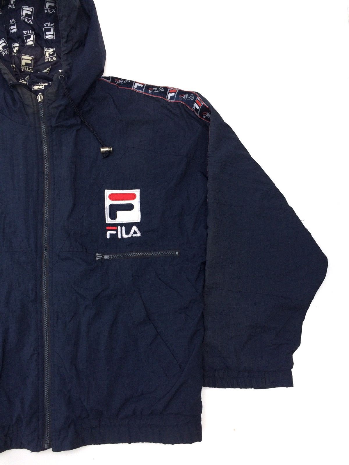 Fila × Vintage Fila Side Tape Spell Out Streetwear Casual Hoodies Jacket Size US XL / EU 56 / 4 - 1 Thumbnail