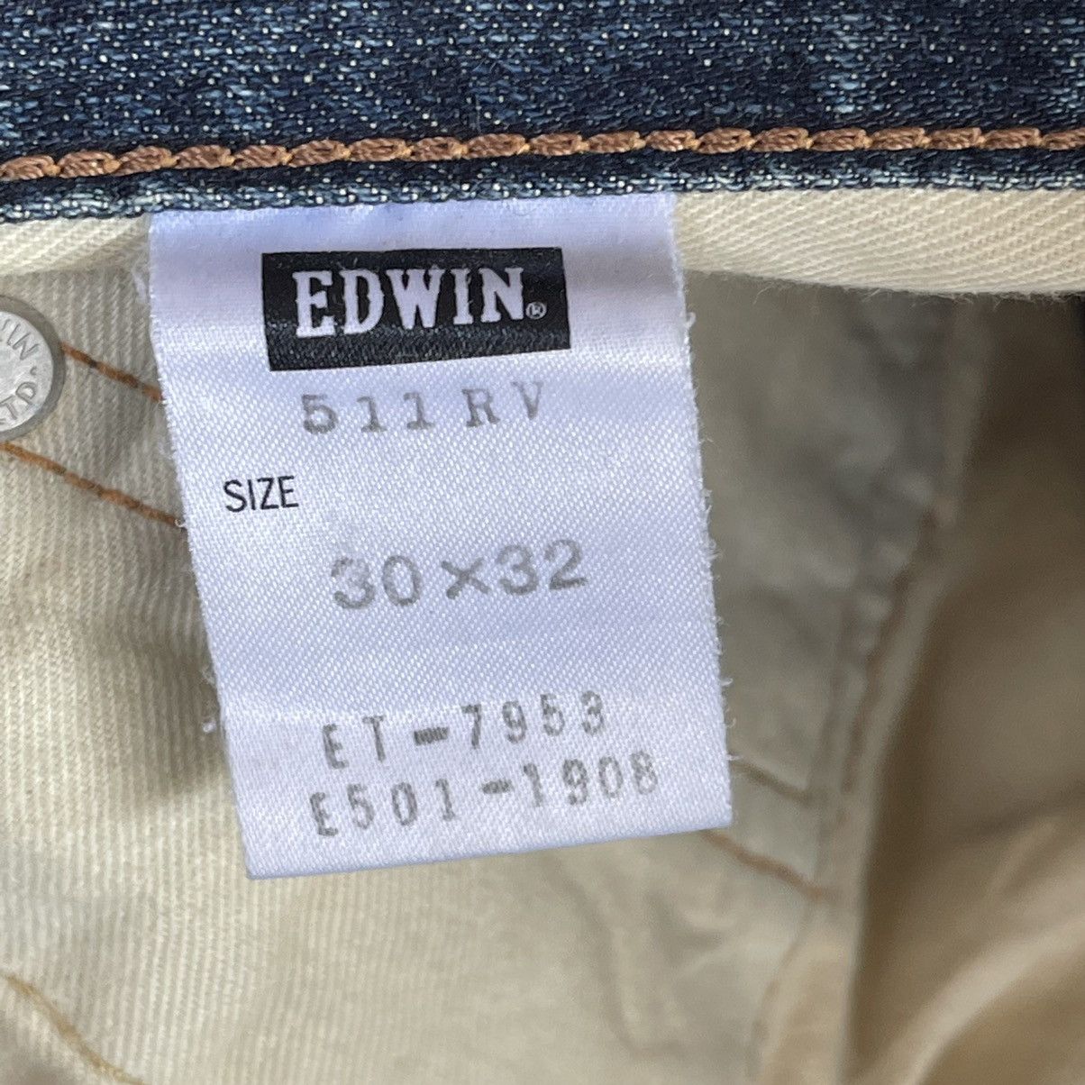 Edwin RARE VTG 🔥 Edwin 511 RV Rebel Vintage Nice Design Sz 34 Size US 34 / EU 50 - 19 Thumbnail
