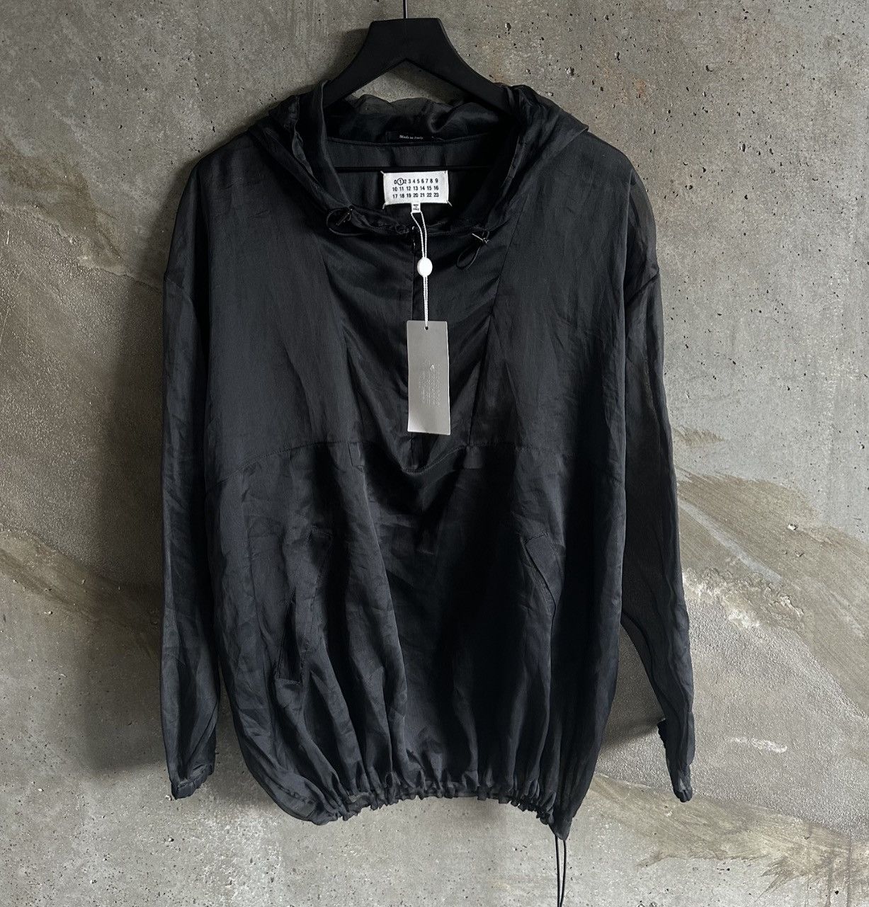 image of Maison Margiela Ss17 Silk Anorak Half-Zip in Black, Men's (Size Medium)