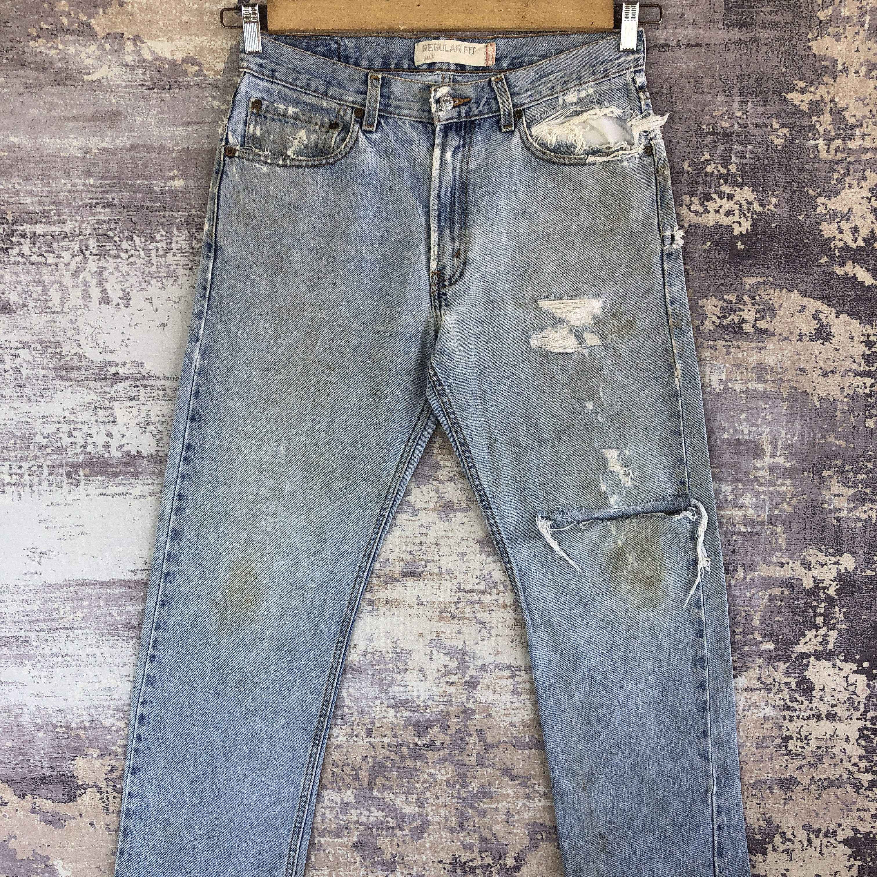 Levi's × Vintage Vintage Levis 505 Jeans Distressed Dirty Levis Denim Pants Size US 32 / EU 48 - 2 Thumbnail