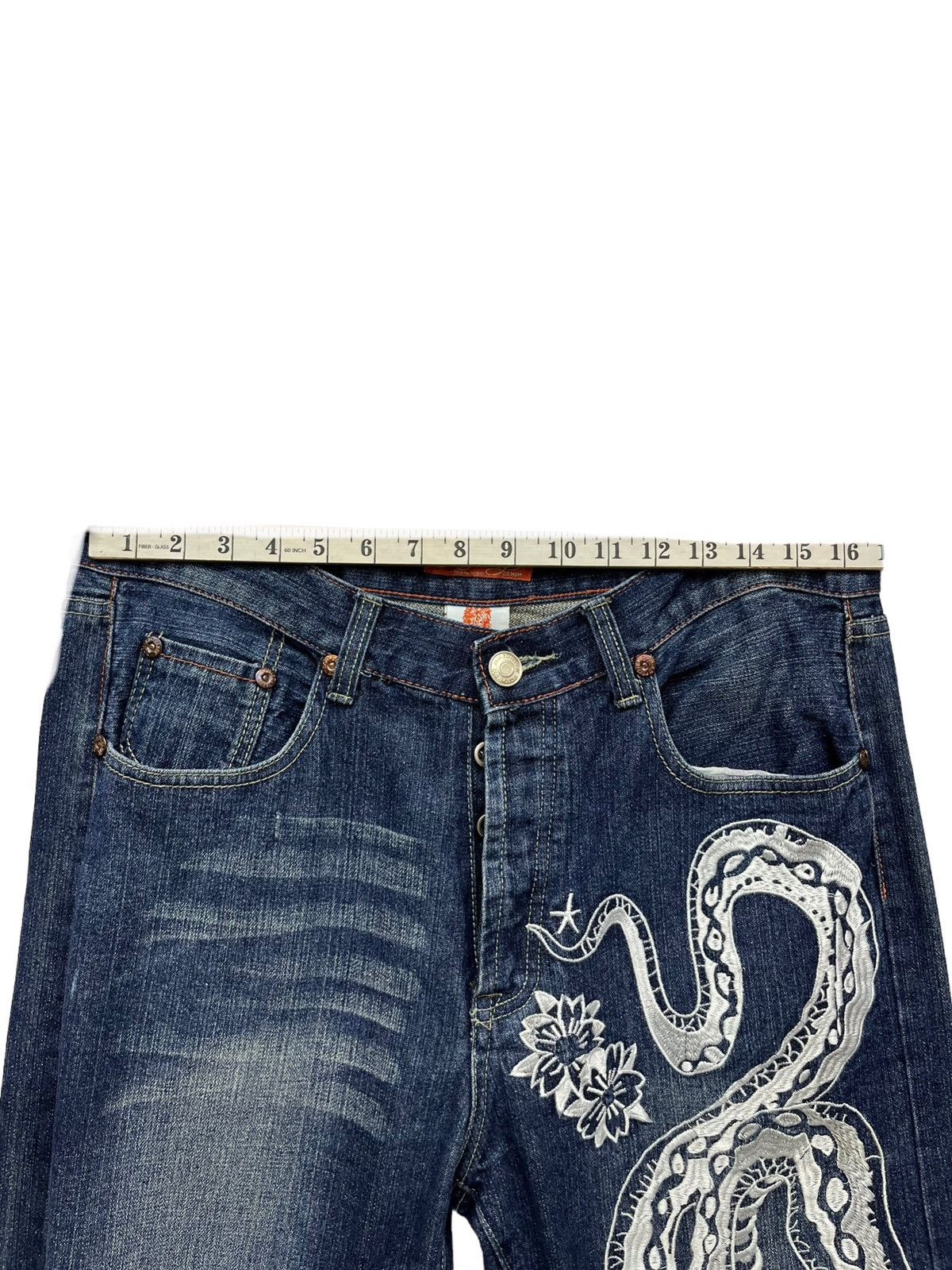 Ed Hardy BINDING NOW🔥ED HARDY Snake & Dragon Embroidered Tattoo Wear Size US 33 - 14 Thumbnail