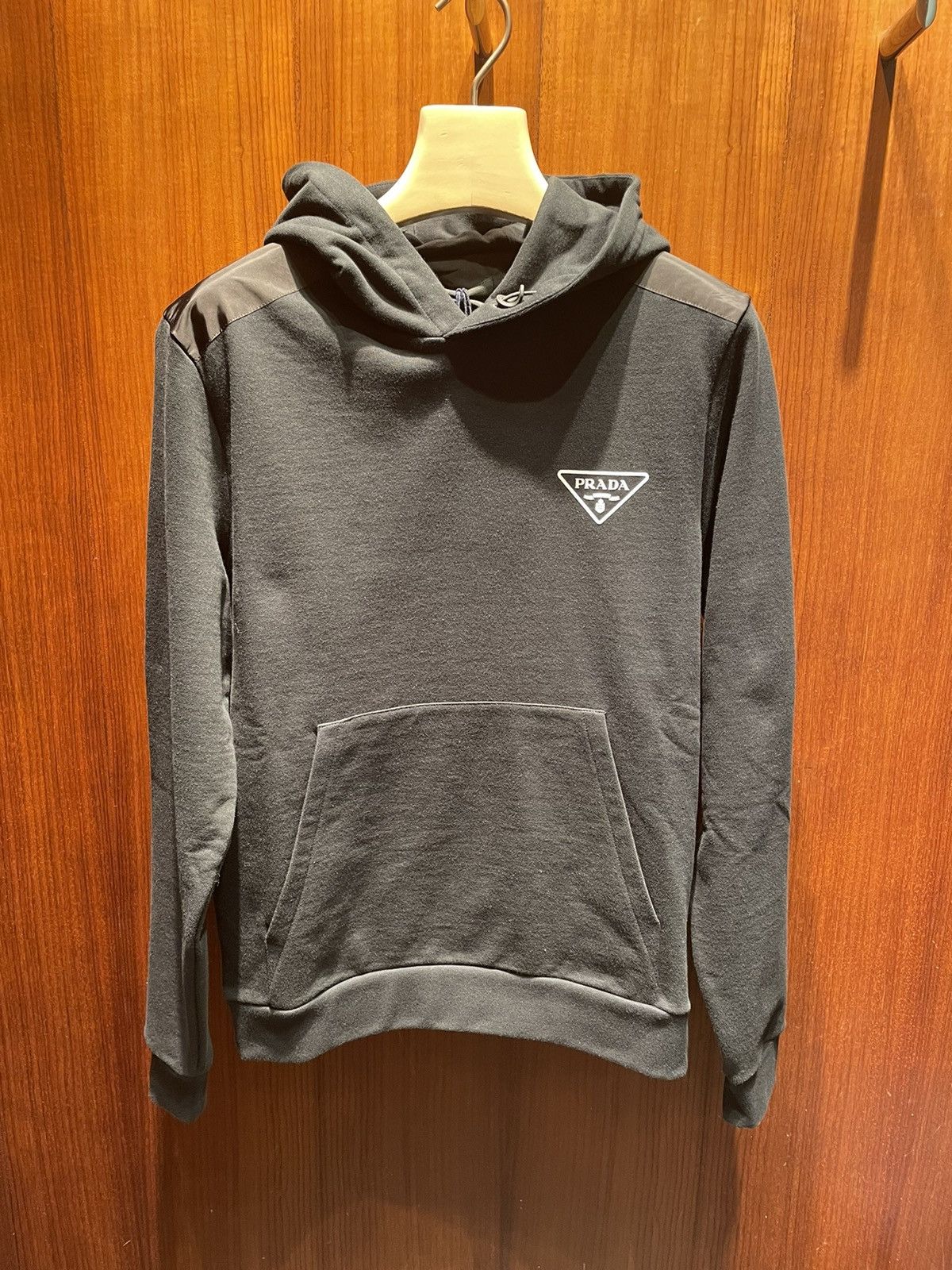 image of Prada Chest Logo Hoodie in Black, Men's (Size XL)