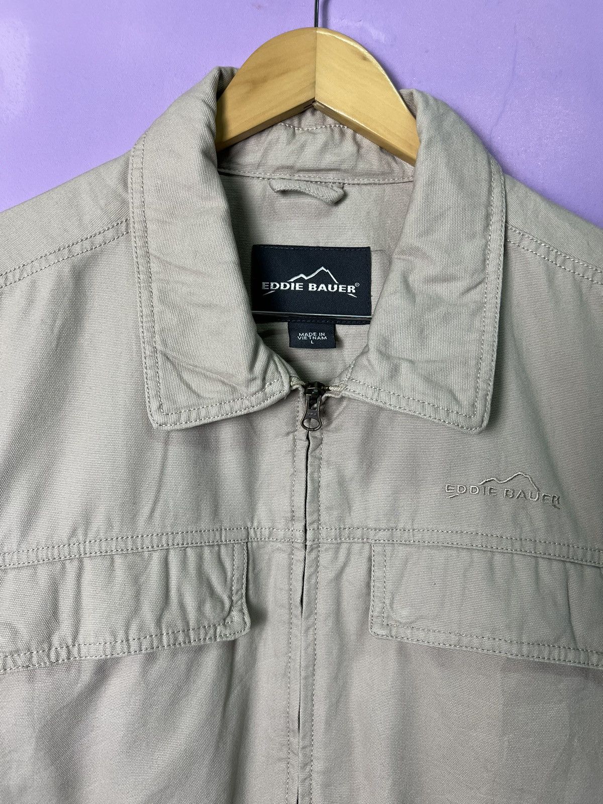 Eddie Bauer 🔥Eddie Bauer Khaki Zipper Chore Jacket Size US L / EU 52-54 / 3 - 8 Thumbnail