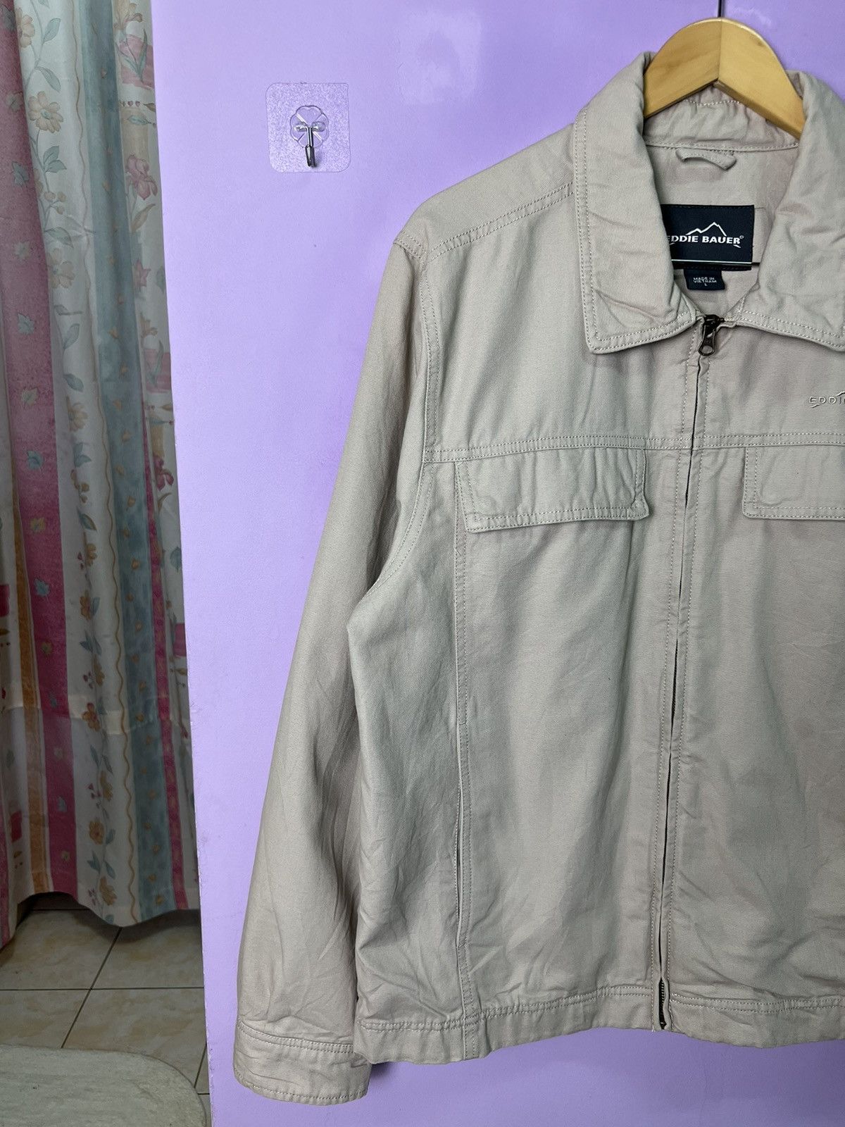 Eddie Bauer 🔥Eddie Bauer Khaki Zipper Chore Jacket Size US L / EU 52-54 / 3 - 4 Thumbnail
