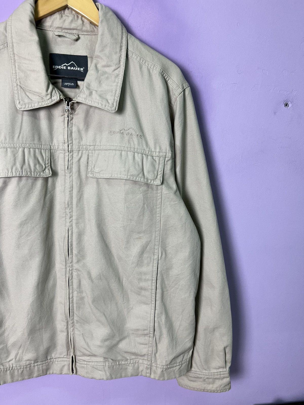Eddie Bauer 🔥Eddie Bauer Khaki Zipper Chore Jacket Size US L / EU 52-54 / 3 - 5 Thumbnail