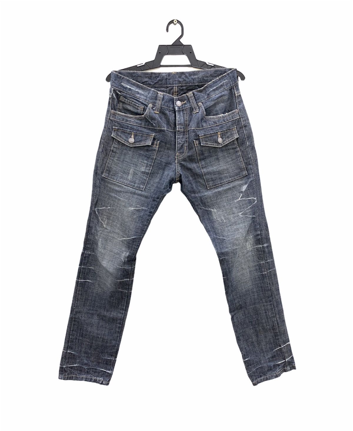 Image of Biker Denim x Ppfm Hype Ppfm Bush Pants Denim Tactical Cargo Jeans in Blue, Men's (Size 30)