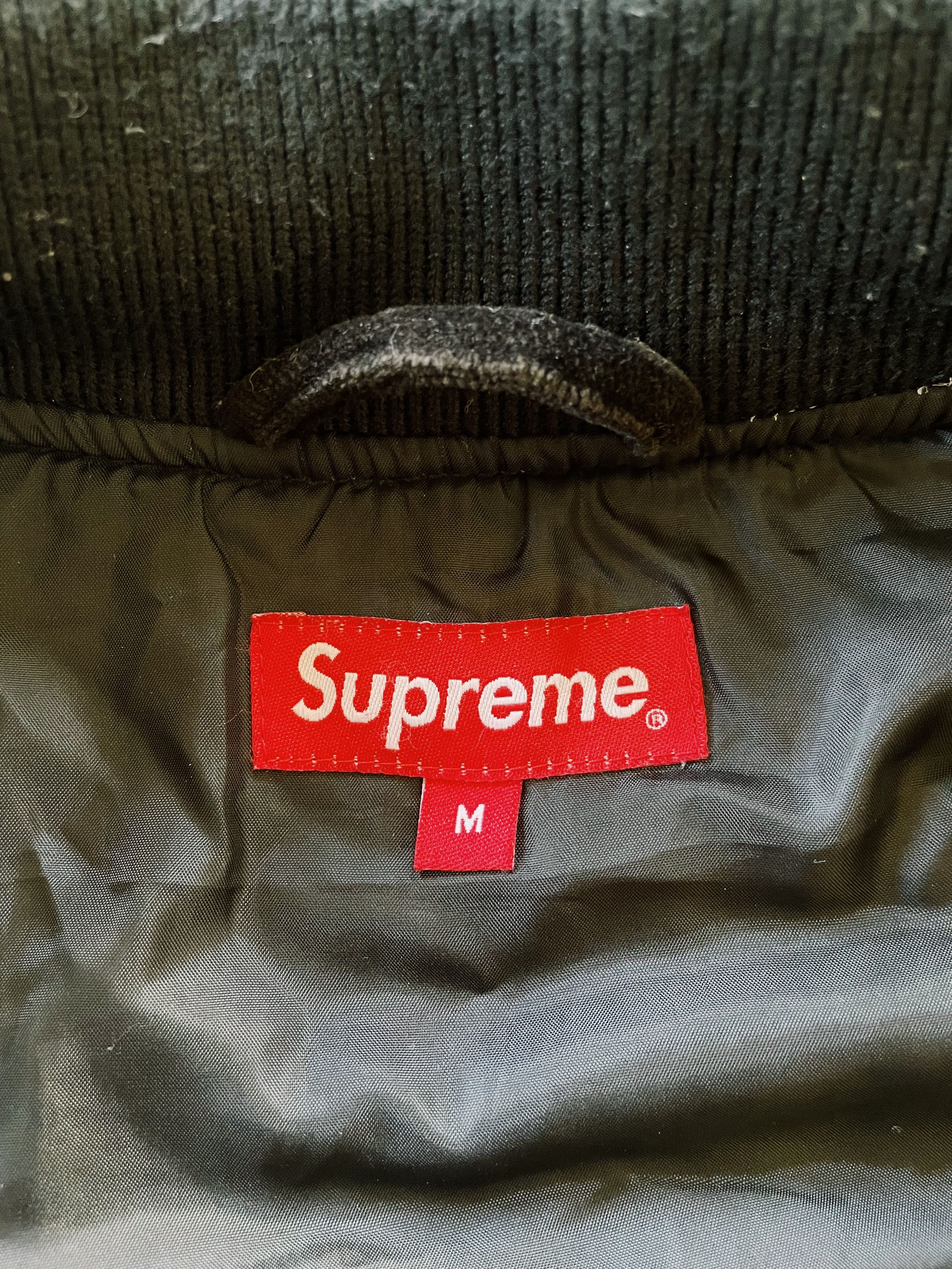 Supreme Supreme Eagle Velvet Hooded Bomber Black Size US M / EU 48-50 / 2 - 3 Thumbnail