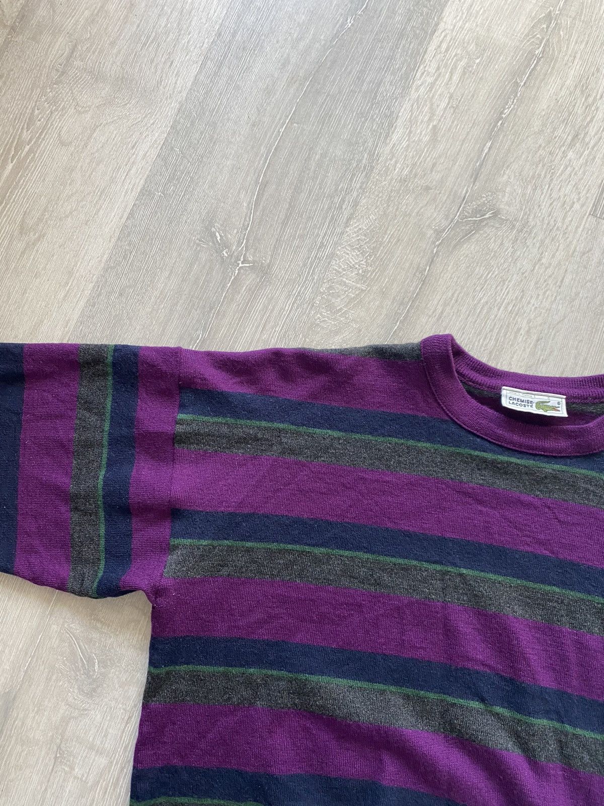 Lacoste × Vintage Lacoste vintage Purple striped sweater small logo Size US S / EU 44-46 / 1 - 4 Thumbnail