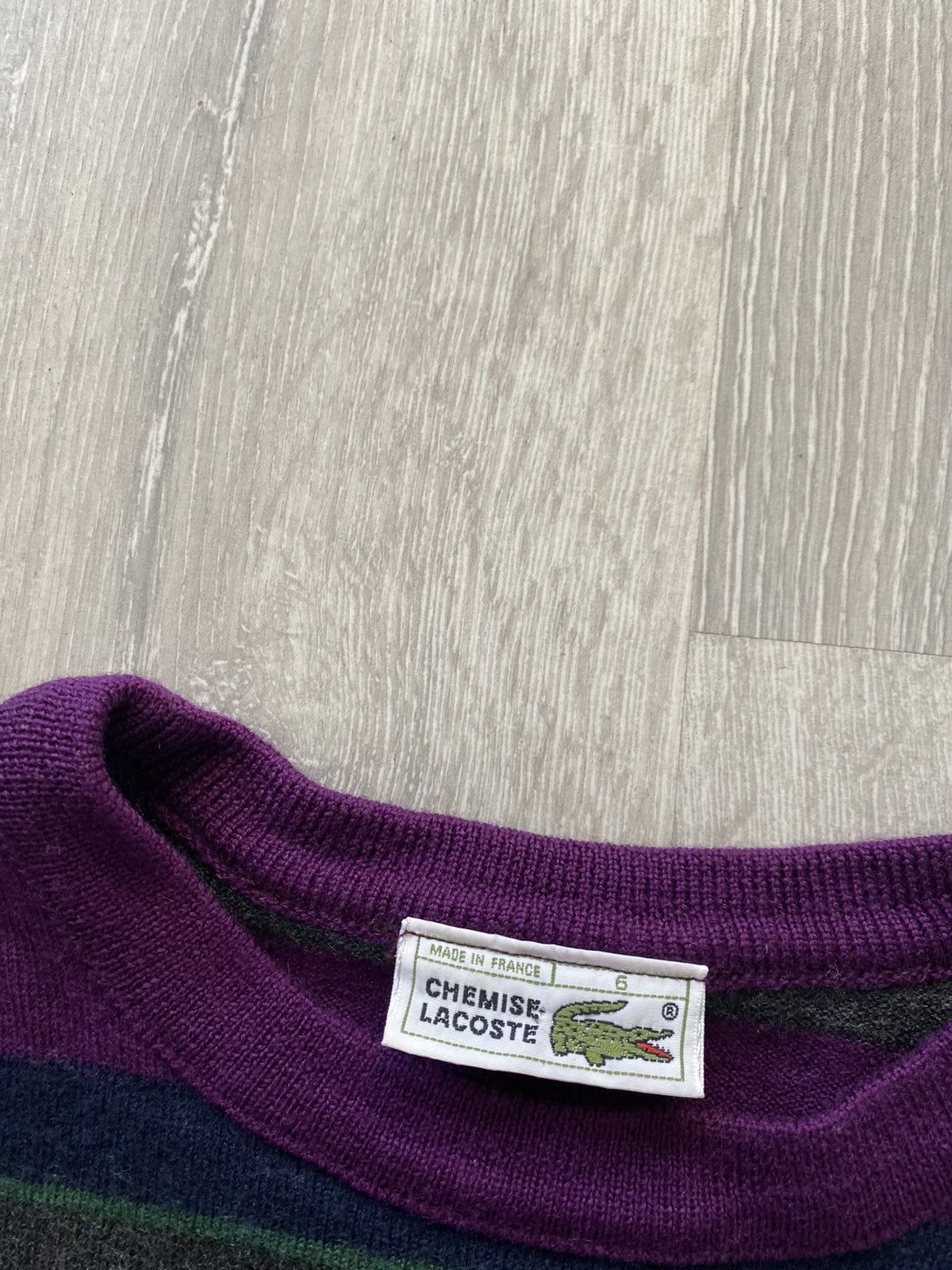 Lacoste × Vintage Lacoste vintage Purple striped sweater small logo Size US S / EU 44-46 / 1 - 3 Thumbnail