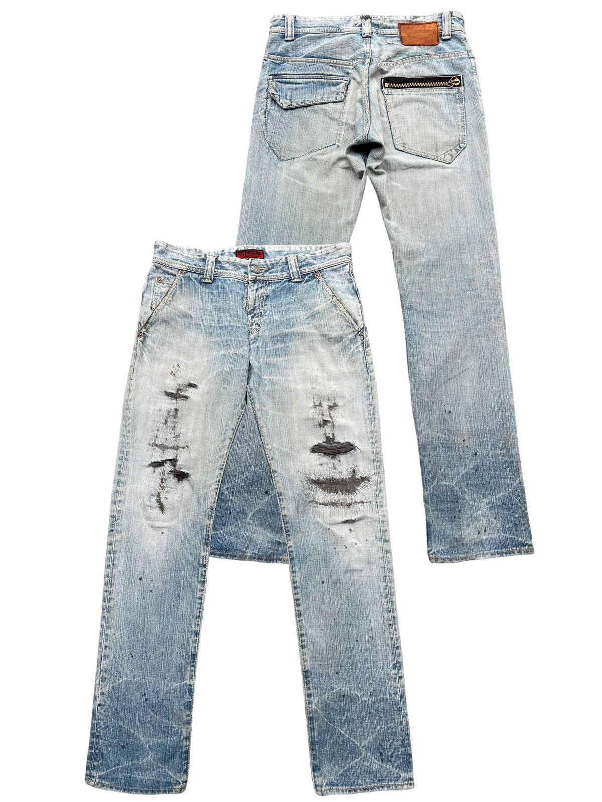 image of John Bull Vintage Johnbull Japan Distressed Denim Boro 33X34 in Faded Blue, Men's