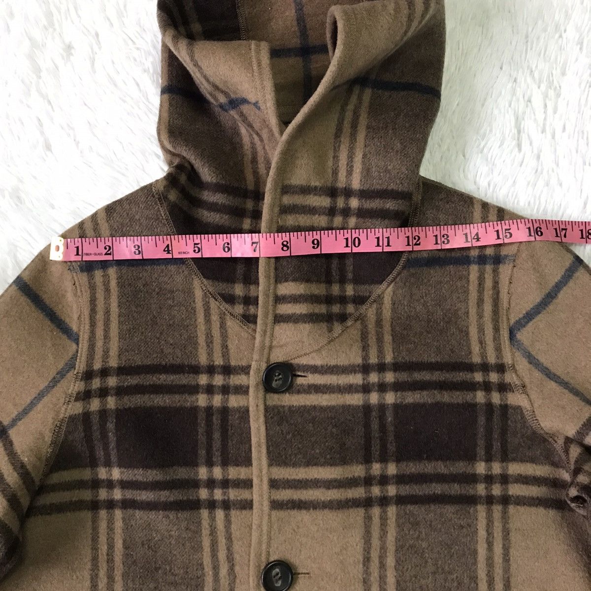Japanese Brand Self Service Reversable Checkered Wool Blend Jacket Hooded Size US M / EU 48-50 / 2 - 11 Thumbnail