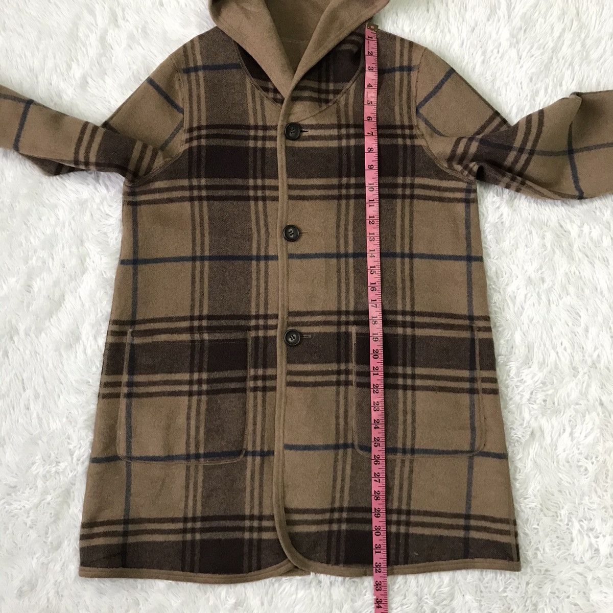 Japanese Brand Self Service Reversable Checkered Wool Blend Jacket Hooded Size US M / EU 48-50 / 2 - 10 Thumbnail