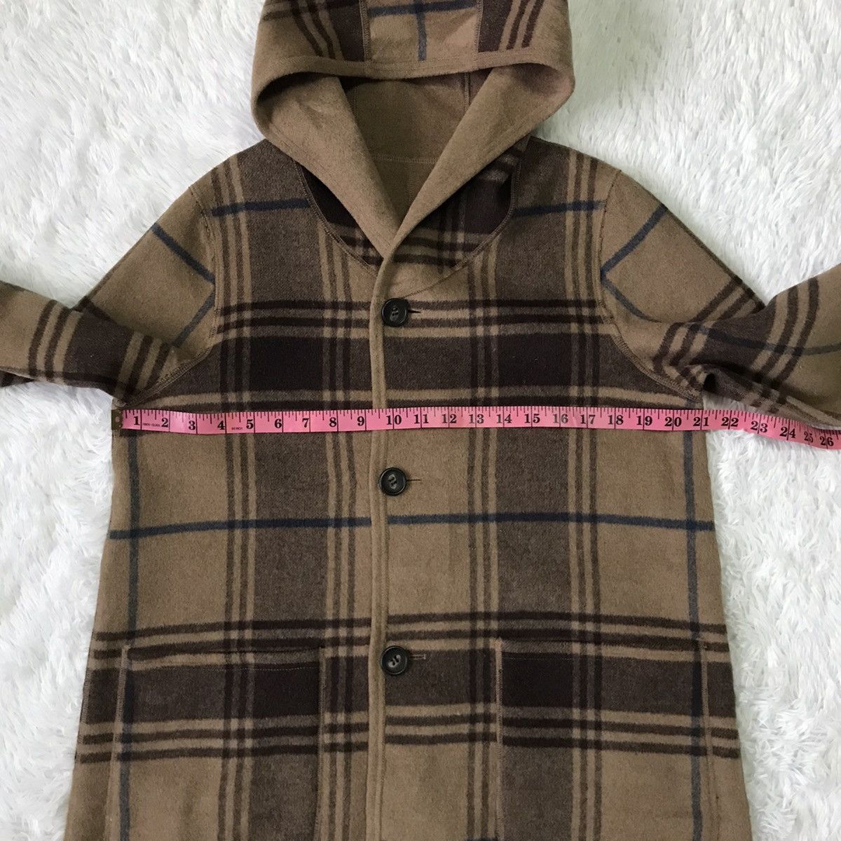 Japanese Brand Self Service Reversable Checkered Wool Blend Jacket Hooded Size US M / EU 48-50 / 2 - 9 Thumbnail