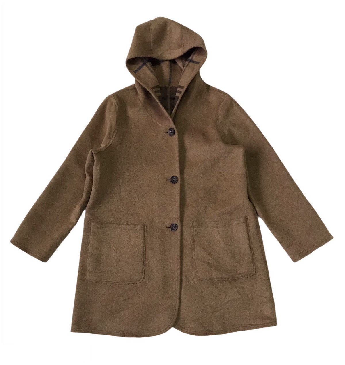 Japanese Brand Self Service Reversable Checkered Wool Blend Jacket Hooded Size US M / EU 48-50 / 2 - 3 Thumbnail