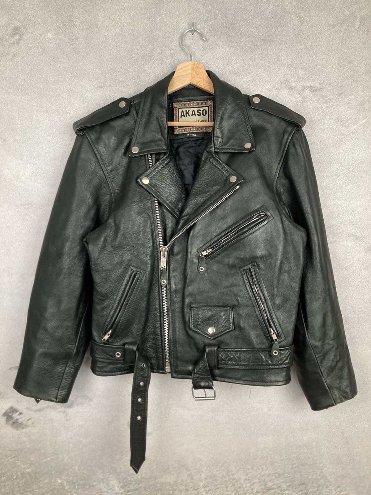 Vintage Vintage Black Leather Jacket Biker Ramones Style | Grailed