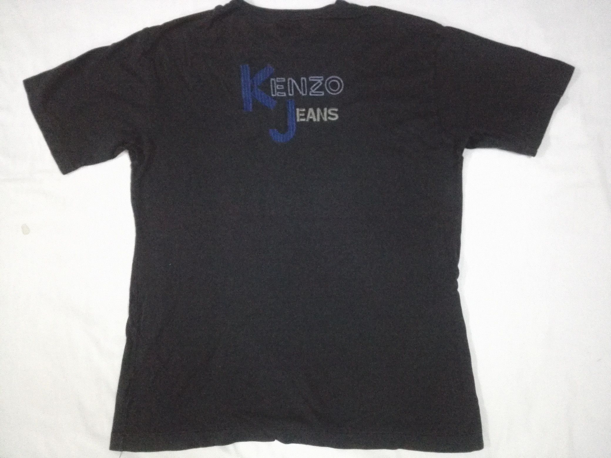 image of Kj Kenzo Jeans Tee T Shirt Embroidery Logo Design in Black, Men's (Size Large)