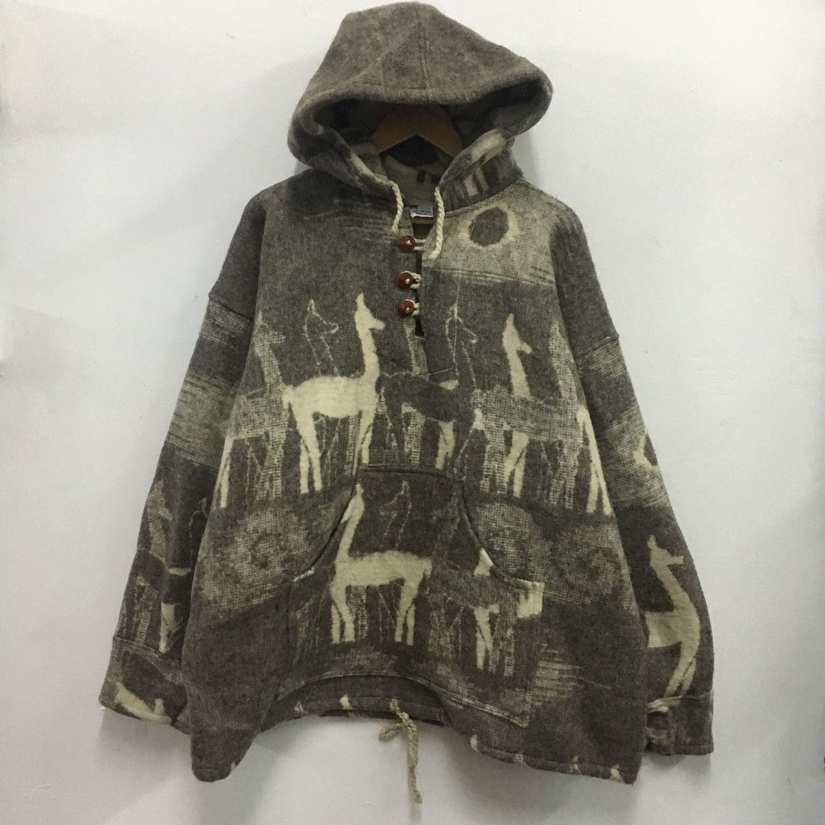 Handmade × Vintage Vintage Hand Woven Wool 100% Art Hoodie Jacket Size US L / EU 52-54 / 3 - 1 Thumbnail
