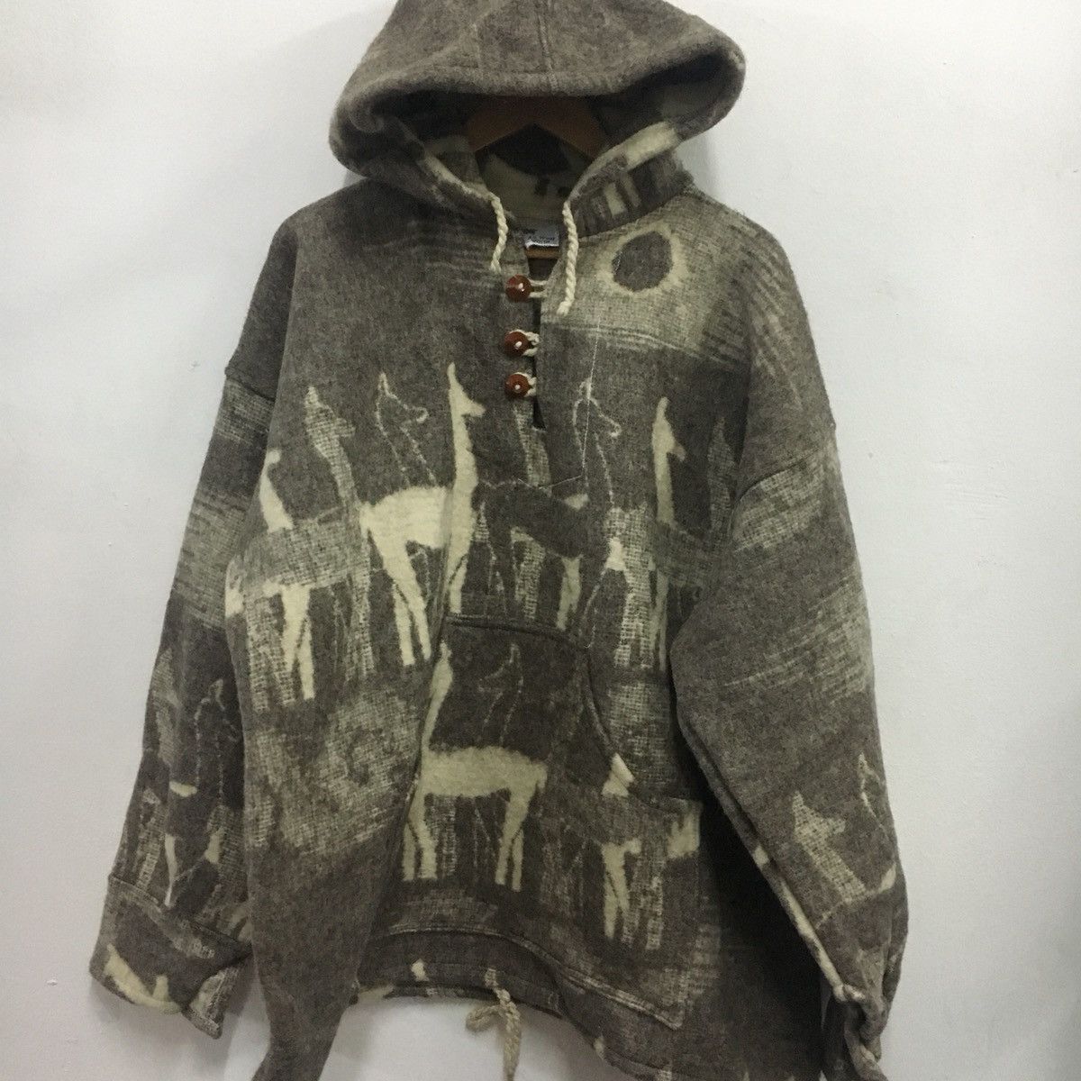 Handmade × Vintage Vintage Hand Woven Wool 100% Art Hoodie Jacket Size US L / EU 52-54 / 3 - 3 Thumbnail