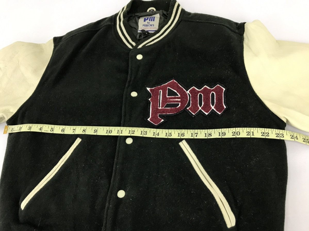 PERSON'S × Vintage 90s PM By Person’s Embroidery Varsity Jacket Leather Size US L / EU 52-54 / 3 - 9 Thumbnail