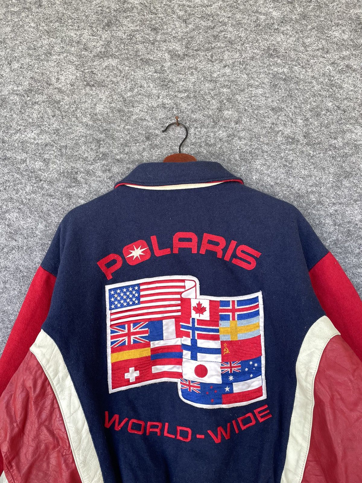 Vintage VINTAGE POLARIS WORLDWIDE EMBOIDERY VARSITY LEATHER JACKET Size US M / EU 48-50 / 2 - 2 Thumbnail
