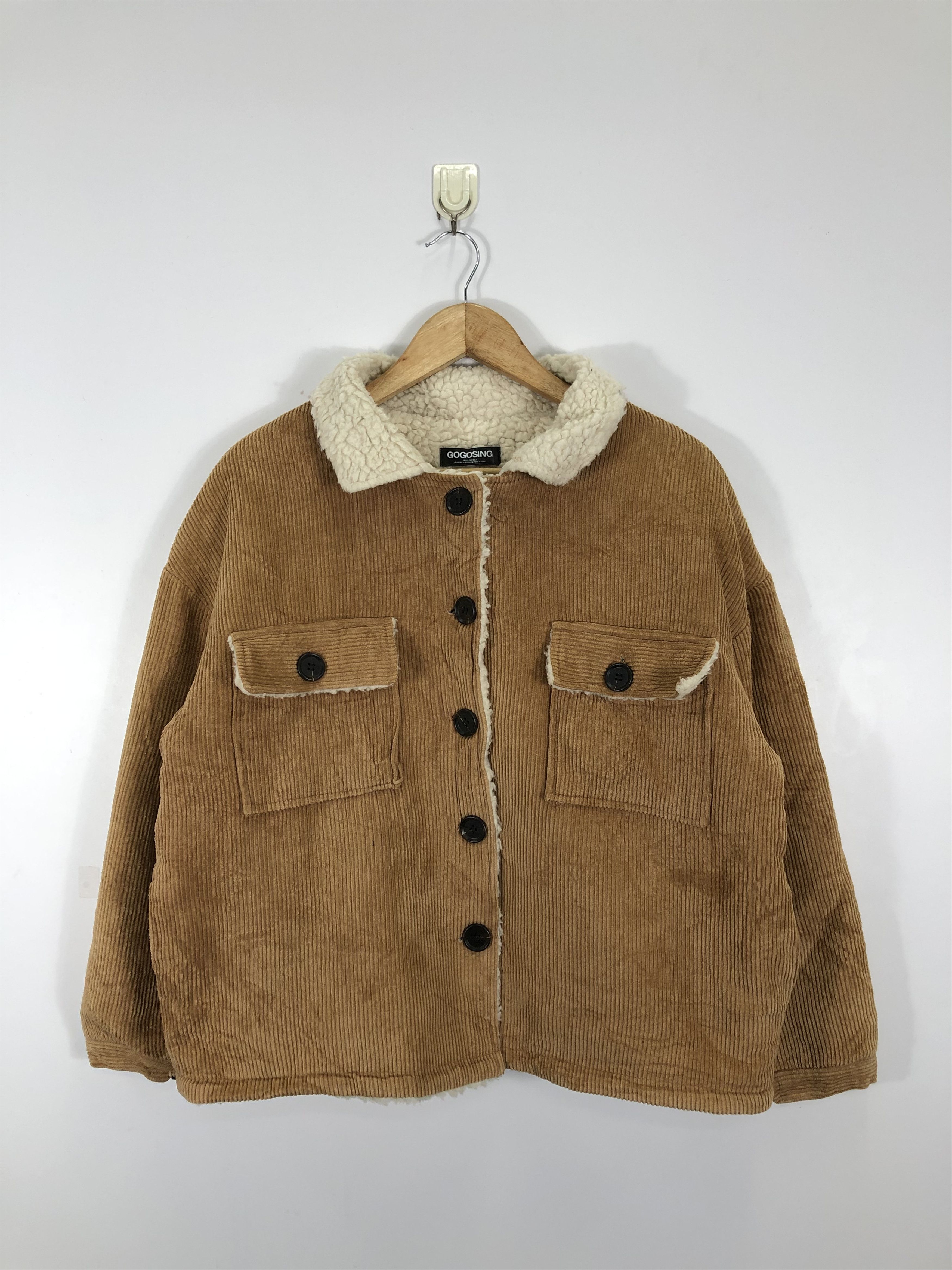 image of Vintage Coduroy Sherpa Jacket in Khaki, Men's (Size Large)