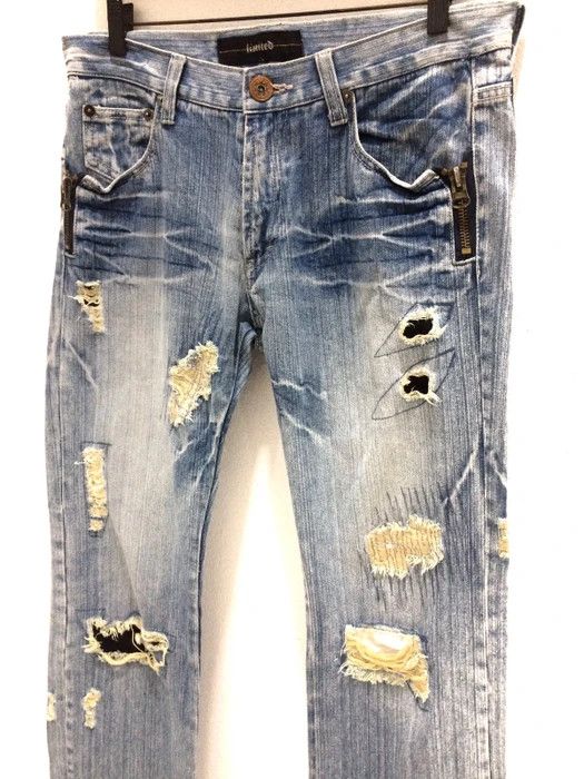 Japanese Brand Limited Distressed Patchwork Design Denim Pant Size US 32 / EU 48 - 3 Thumbnail