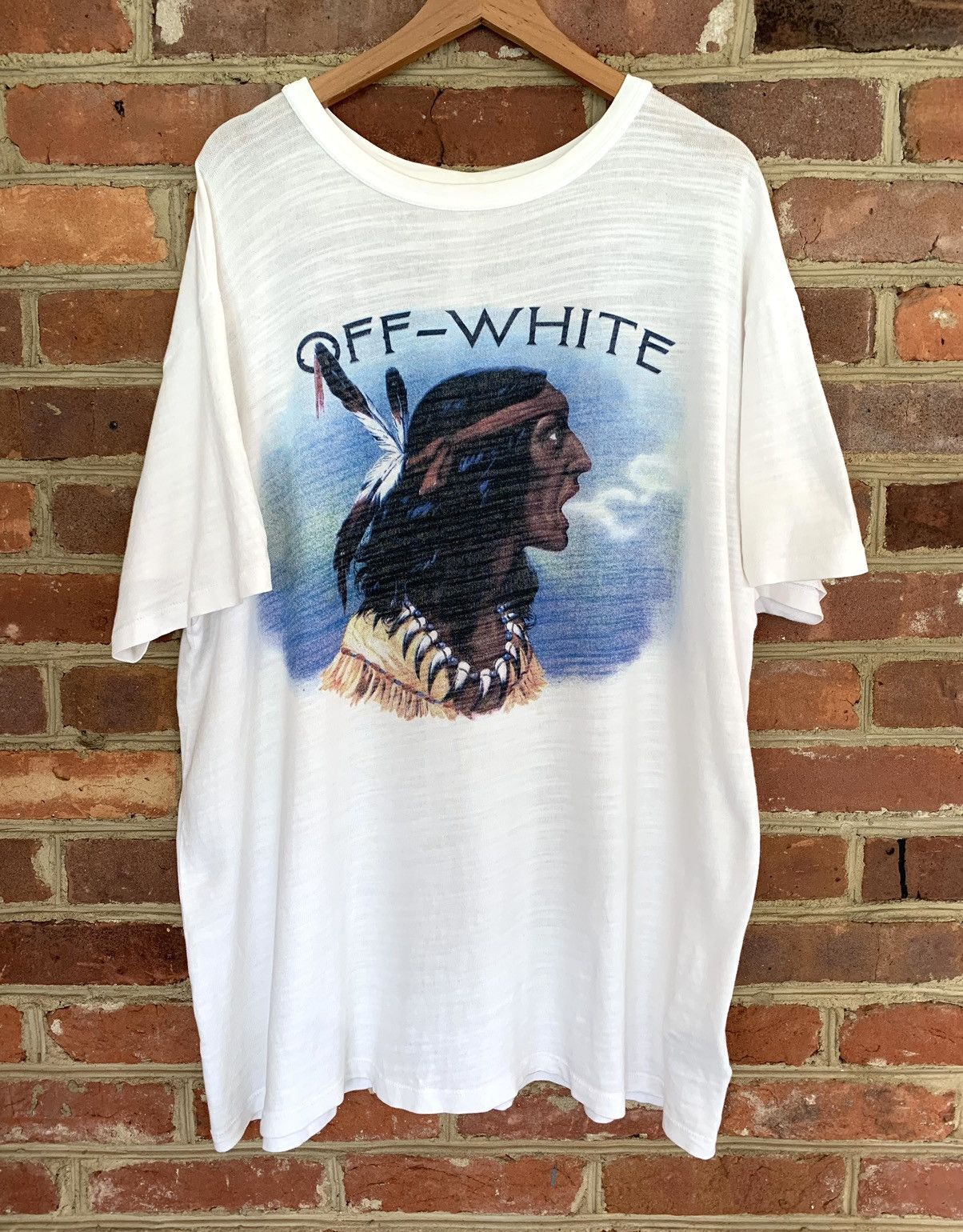 Rare OG Native American Indian Smoking Off-White Tee size M