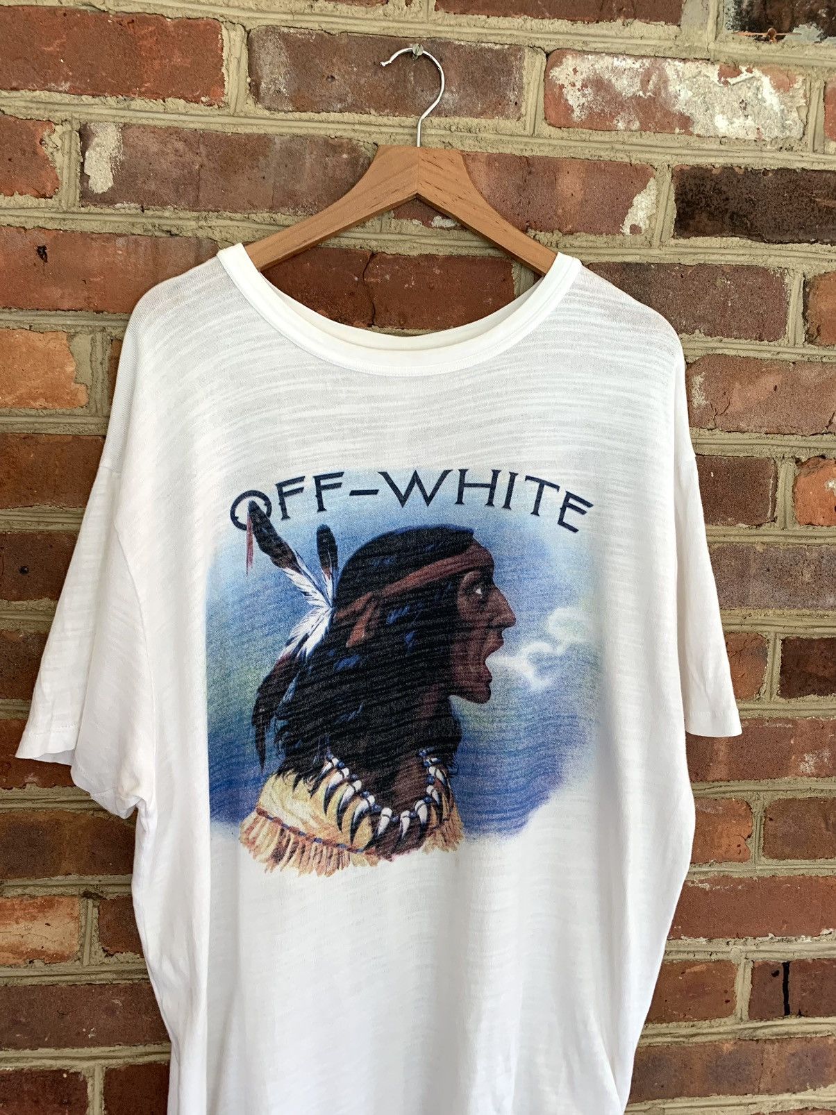 Off-White Rare OG Native American Indian Smoking Off-White Tee size M Size US M / EU 48-50 / 2 - 8 Thumbnail
