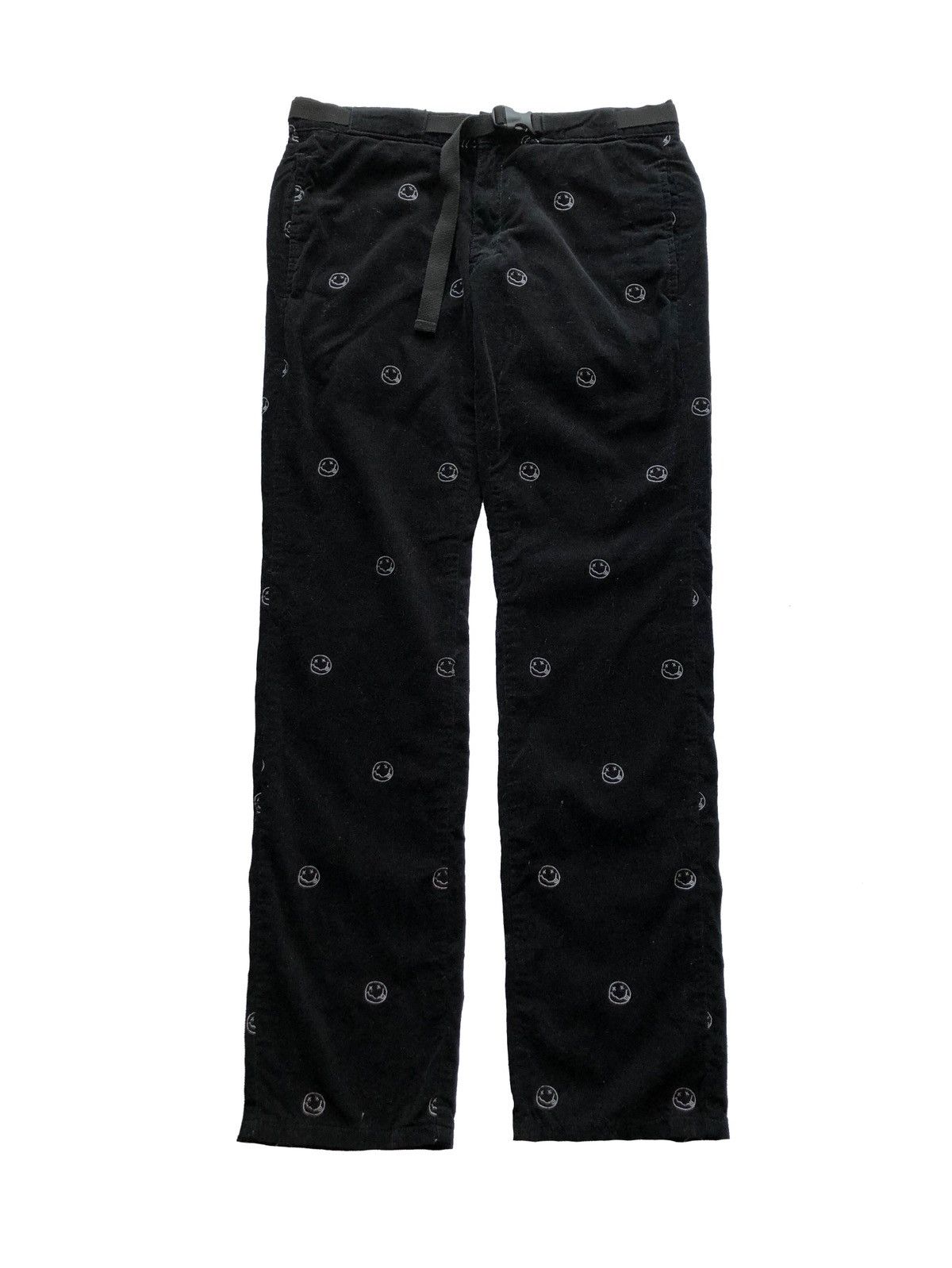 Hysteric Glamour 2000s Black Corduroy Nirvana Smiley Face Logo Pant Size US 30 / EU 46 - 1 Thumbnail
