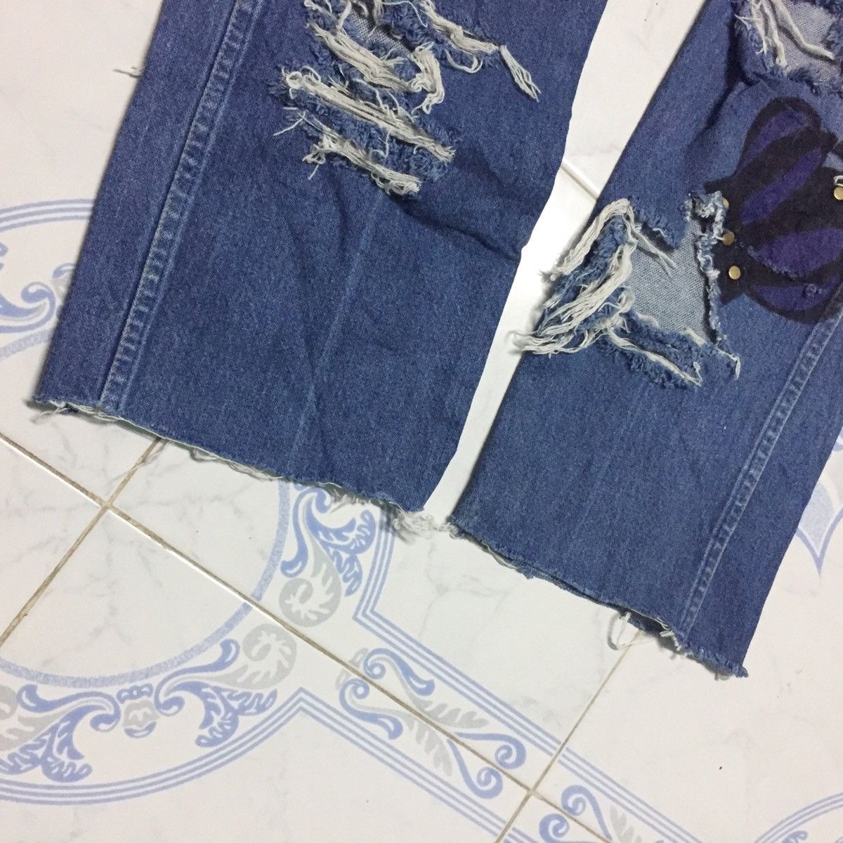 Japanese Brand Wrangler Destroyed Custom Jeans Denim Pant Size US 35 - 14 Thumbnail