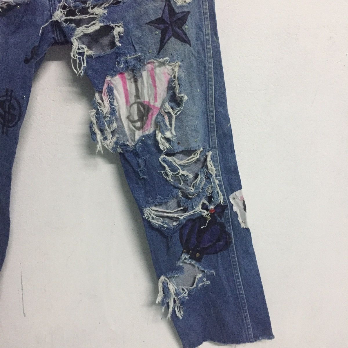 Japanese Brand Wrangler Destroyed Custom Jeans Denim Pant Size US 35 - 3 Thumbnail