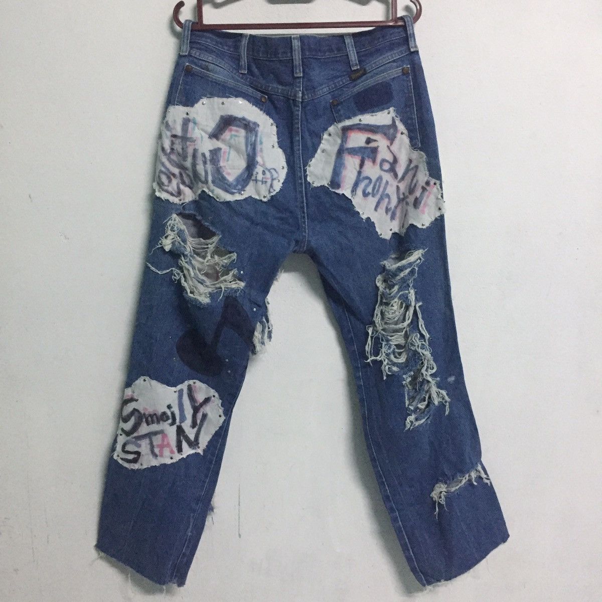 Japanese Brand Wrangler Destroyed Custom Jeans Denim Pant Size US 35 - 6 Thumbnail