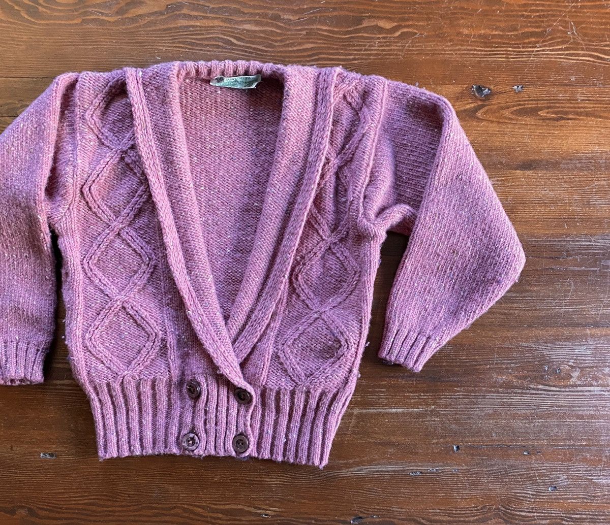Vintage Vintage 80s Donegal Waist Button Pink Wool Cardigan Sweater Size M / US 6-8 / IT 42-44 - 1 Thumbnail