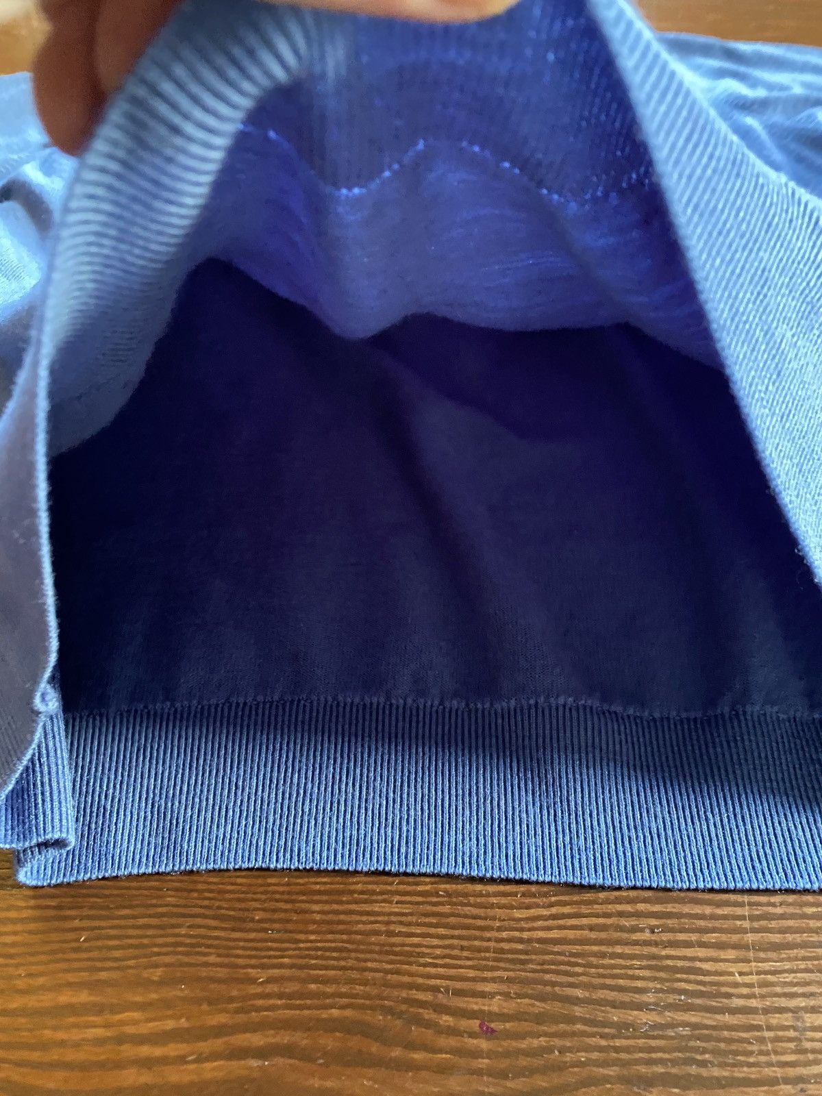 Vintage Vintage 80’s St. Michael V-Neck Blue Raglan Wool Sweater Size US L / EU 52-54 / 3 - 3 Thumbnail