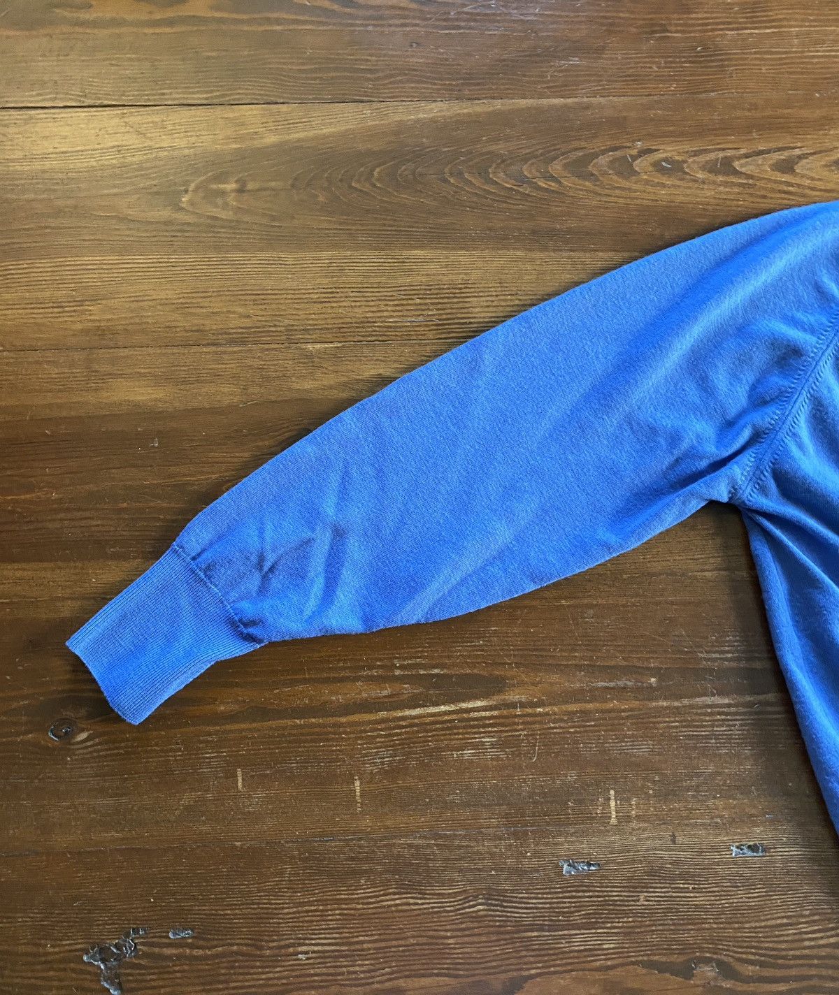 Vintage Vintage 80’s St. Michael V-Neck Blue Raglan Wool Sweater Size US L / EU 52-54 / 3 - 9 Thumbnail