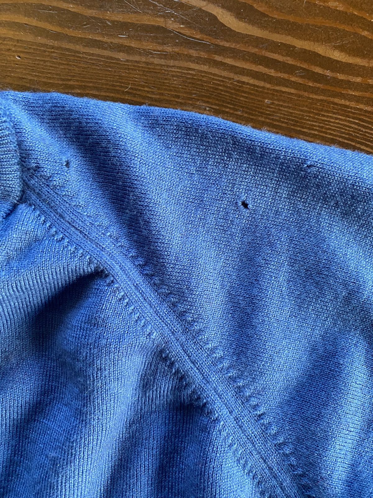 Vintage Vintage 80’s St. Michael V-Neck Blue Raglan Wool Sweater Size US L / EU 52-54 / 3 - 7 Thumbnail